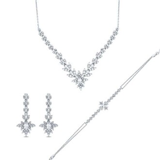 Altın Markiz Taşlı Yaprak Set