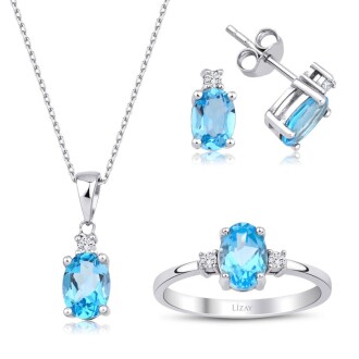 3.89 Karat Pırlanta Blue Topaz Set