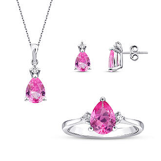 4.79 Karat Pırlanta Pembe Safir Set