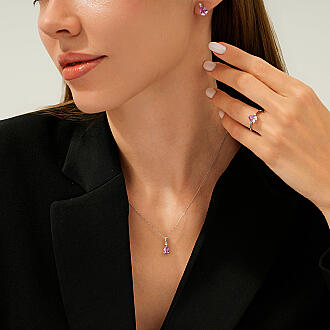 4.79 Karat Pırlanta Pembe Safir Set - 5