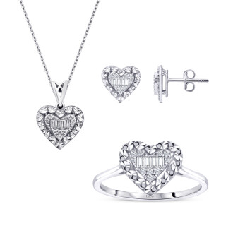 0.40 Karat Pırlanta Baget Kalp Set