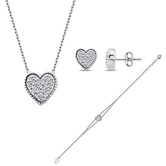 0.34 Karat Pırlanta Kalpli Set