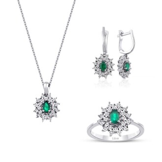 1.33 Karat Pırlanta Zümrüt Set
