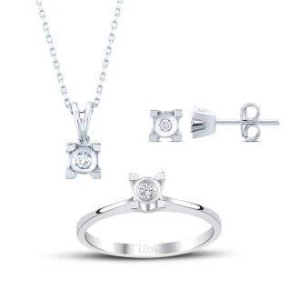 0.16 Karat Pırlanta Tektaş Mini Set