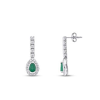 9.65 Karat Pırlanta Damla Taşlı Zümrüt Set - 2