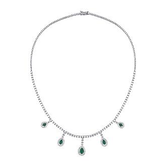 9.65 Karat Pırlanta Damla Taşlı Zümrüt Set - 4