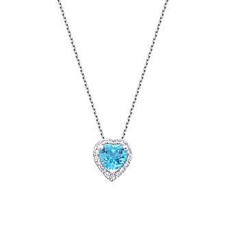2.56 Karat Pırlanta Blue Topaz Kalp Set - 2