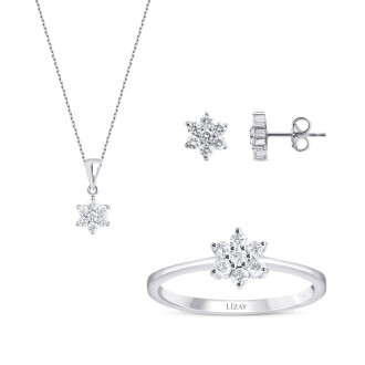 0.97 Karat Pırlanta Çiçek Set