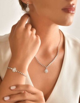 Altın Damla Taşlı Düğün Seti - 2