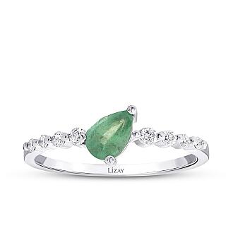 1.94 Karat Pırlanta Damla Zümrüt Set - 3