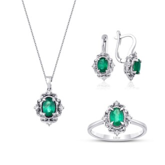 1.62 Karat Pırlanta Zümrüt Set