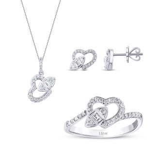 0.85 Karat Pırlanta Baget Kalp Set