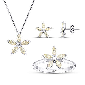 2.60 Karat Pırlanta Markiz Taşlı Fancy Çiçek Set