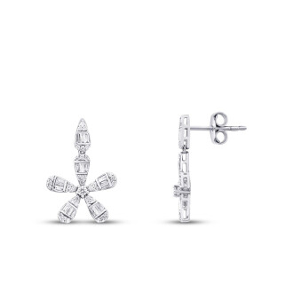 0.96 Karat Pırlanta Baget Çiçek Set - 3