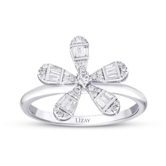 0.96 Karat Pırlanta Baget Çiçek Set - 4