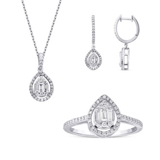 0.85 Karat Pırlanta Damla Baget Set