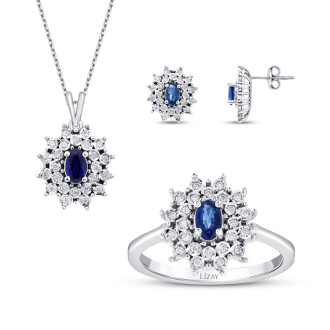 1.73 Karat Pırlanta Safir Set