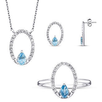 1.65 Karat Pırlanta Blue Topaz Set
