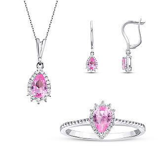 2.07 Karat Pırlanta Pembe Safir Set