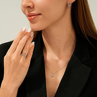 1.65 Karat Pırlanta Blue Topaz Set - 5