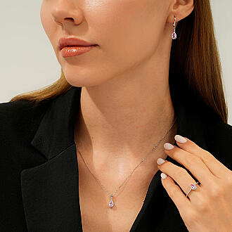 2.07 Karat Pırlanta Pembe Safir Set - 5