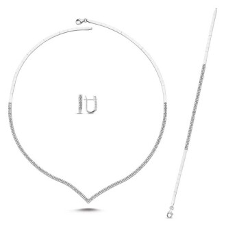 Altın Çift Sıra Taşlı Su Yolu Set