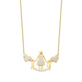 Altın Anne ve Çocuklar Trend Kolye - 1