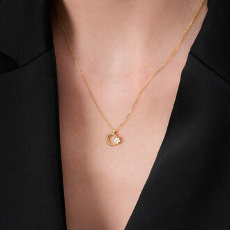 Altın Ay Yıldız Taşlı Kolye - 3