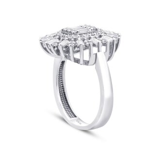 Altın Baget Taşlı Halo Yüzük - 2