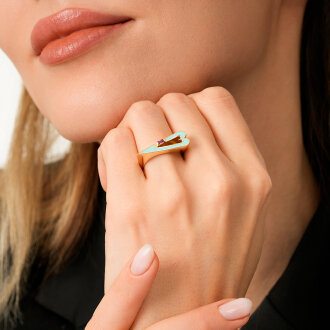 Altın Baget Taşlı Kalp Yüzük - 3