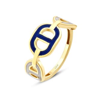 Altın Beyaz Mavi Mineli Trend Yüzük - 2