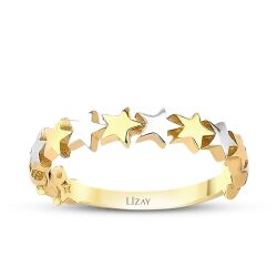 Altın Çift Renk Yıldız Yüzük - 1