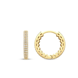 Altın Çift Sıra Taşlı Halka Küpe - 1