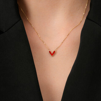 Altın Çift Taraflı Kalp Kolye - 5