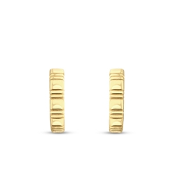 Altın Çizgi Desenli Halka Küpe - 2