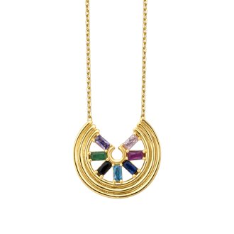Altın Çok Renkli Taşlı Kolye - 2