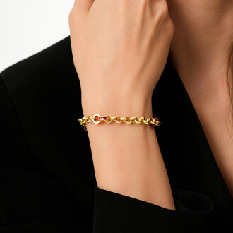 Altın Fuşya Kalın Zincir Bileklik - 3