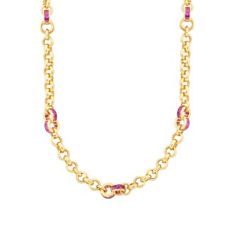 Altın Fuşya Kalın Zincir Kolye - 1