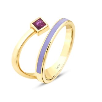 Altın Fuşya Taşlı Mor Mineli Trend Yüzük - 2