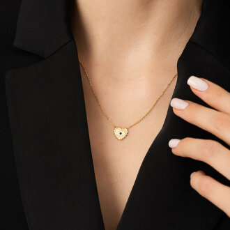 Altın Kalpli Göz Kolye - 3