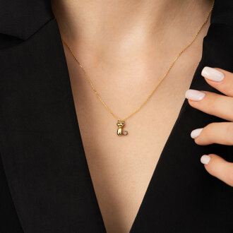 Altın Kuyruklu Kedi Kolye - 3