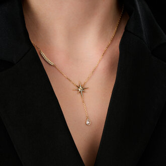 Altın Kuzey Yıldızı Trend Kolye - 3