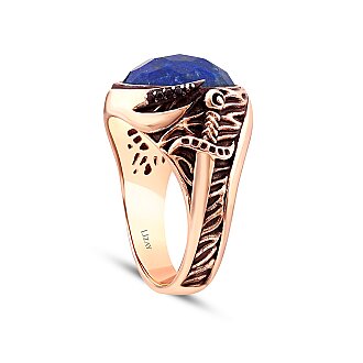 Altın Lapis Lazuli Erkek Yüzük - 2