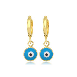 Altın Mavi Nazar Sallantılı Çocuk Küpe - 2