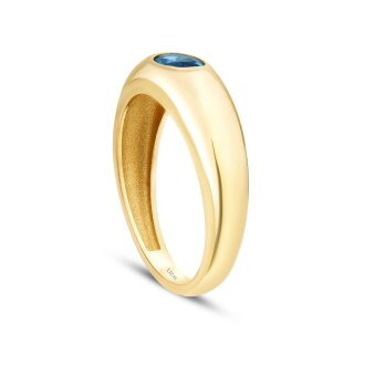 Altın Mavi Taşlı Bombeli Yüzük - 2