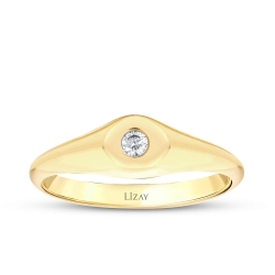 Altın Minimal Taşlı Yüzük - 1