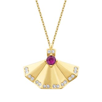 Altın Mor Taşlı Yelpaze Kolye - 2