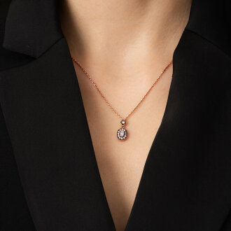 Altın Oval Taşlı Kolye - 3