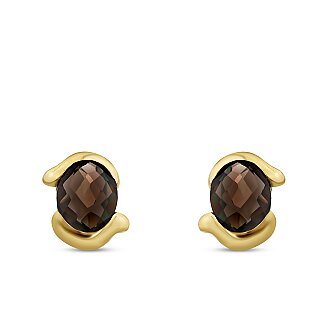 Altın Oval Taşlı Trend Küpe - 2