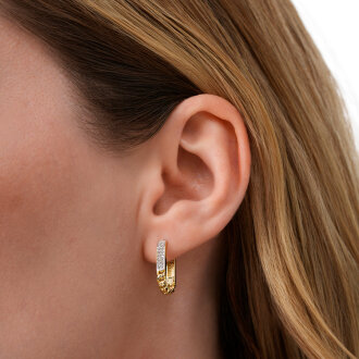 Altın Oval Zincir Küpe - 3